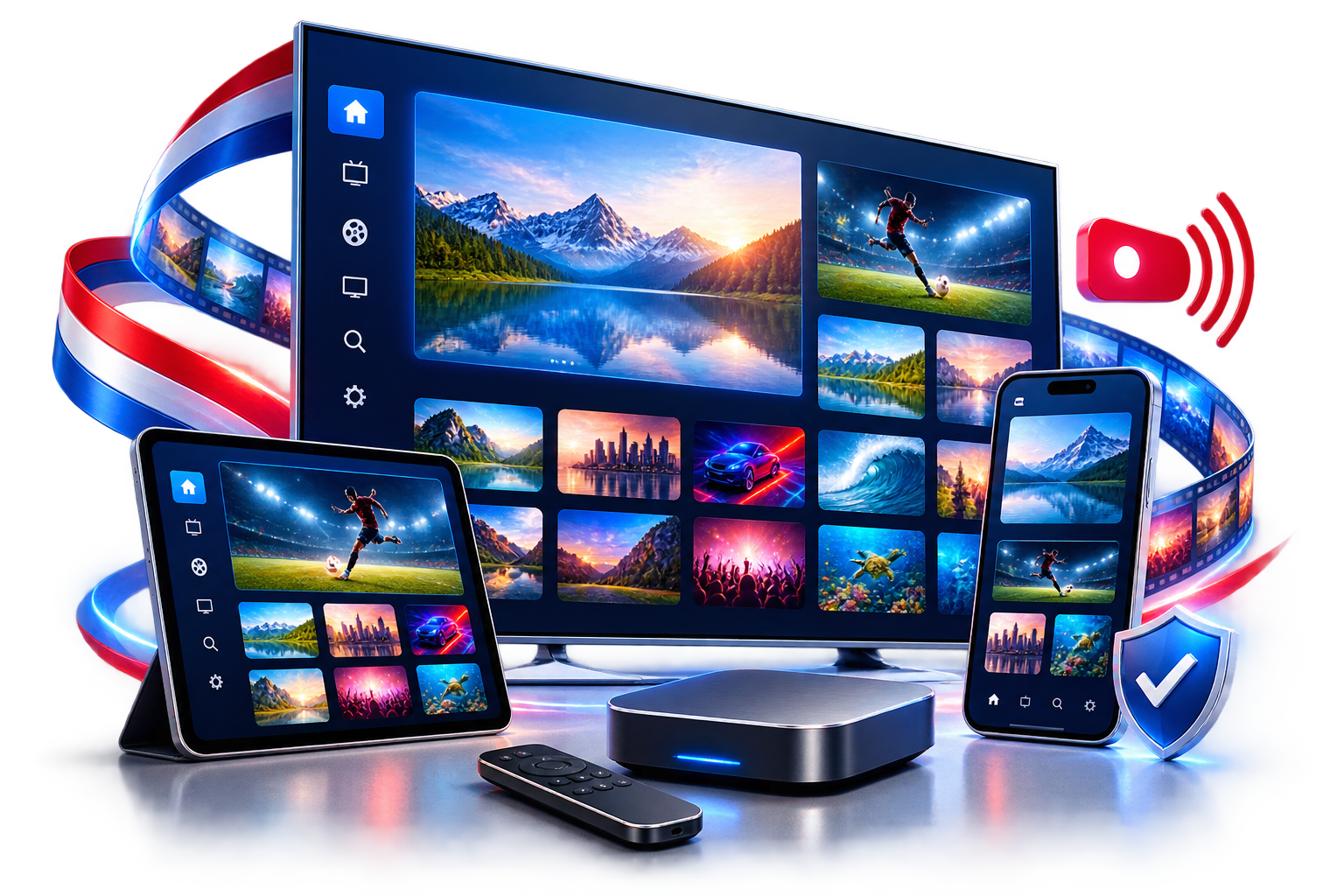 IPTV op televisie, tablet en telefoon